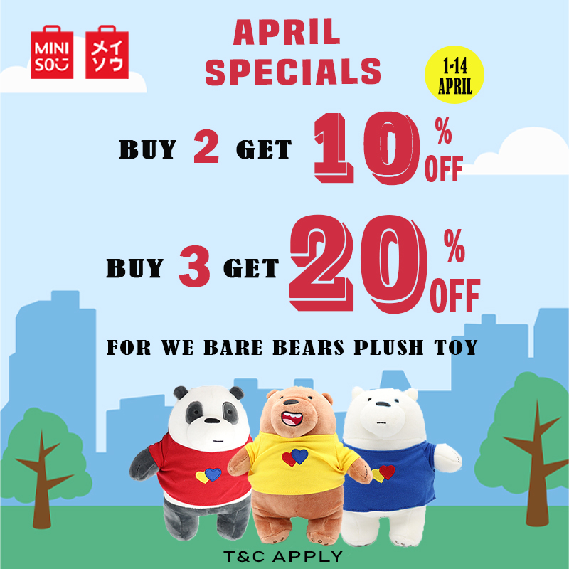 we bare bears soft toy miniso