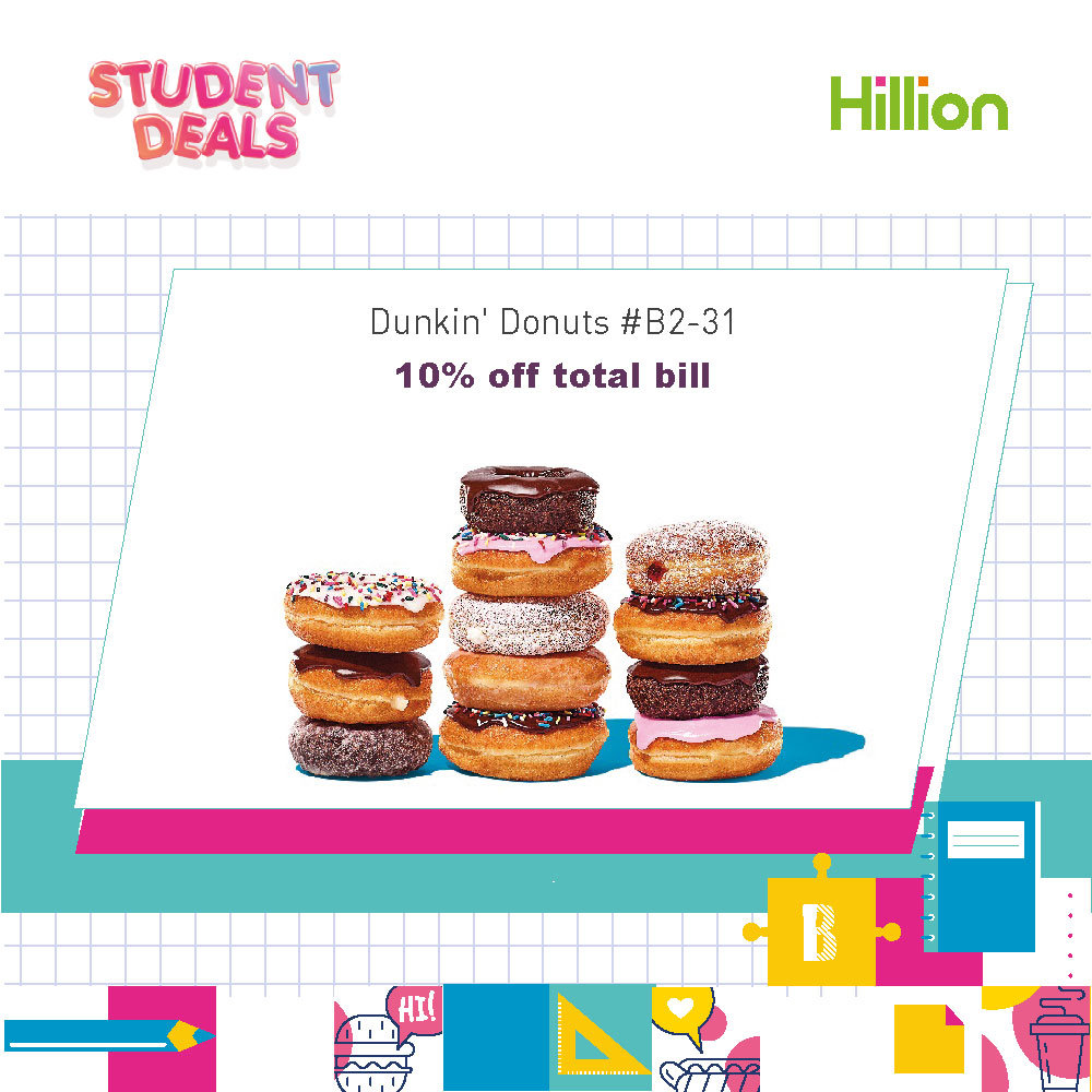 Dunkin’ Donuts Deals for Students Hillion Mall Singapore